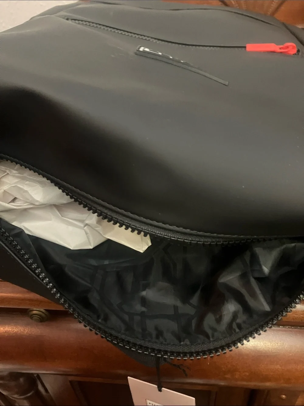 Hunter Black Backpack with Red Zip Pull-Clip Top Style